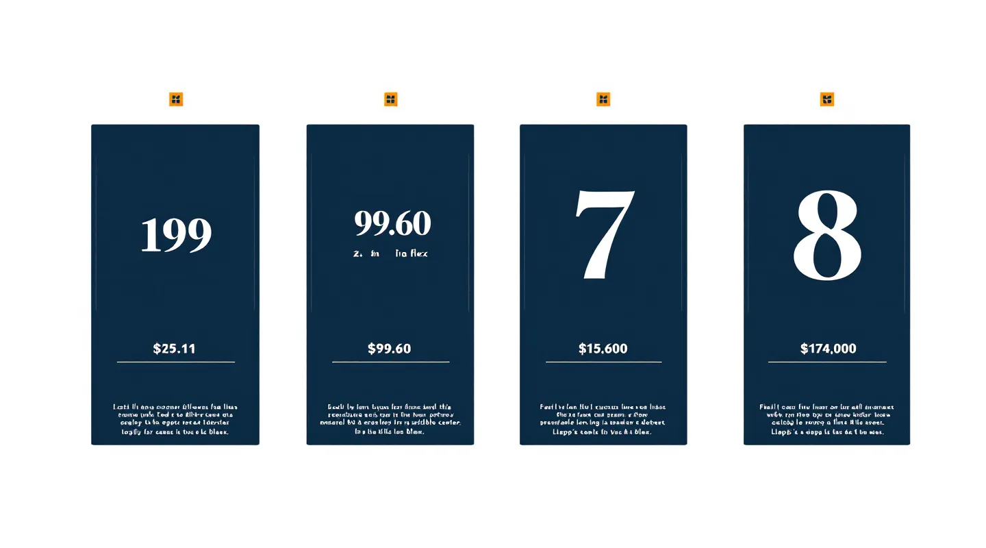 Reliable-financial structural diagram of four Prussian-navy outline columns with graphic numeric markers above hairline baseline on white